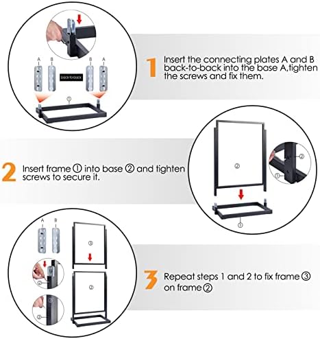 Rdiorry Poster de serviço pesado - suporte de exibição em pé com base de tubulação de dupla retangular, suporte de sinalização em pé para negócios, feira comercial, exibição, escritório, supermercado, shopping center