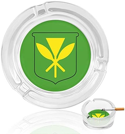 Kanaka Maoli Flag Glass Ashtray redondo cigarros de capa de bandeja de cinzas para decoração interna do escritório em casa