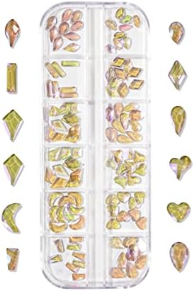 Jóias de unhas de mulheres 3D Conjunto de unhas de unhas em caixa jóias de jóias Love Heart Diamond unhas de unhas para suprimentos