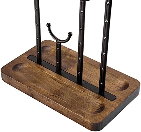 MyGift Tabletop Multi-Le Jewelry Organizer Stand, cabide de colar de metal de tom marrom escuro e armazenamento de brinco