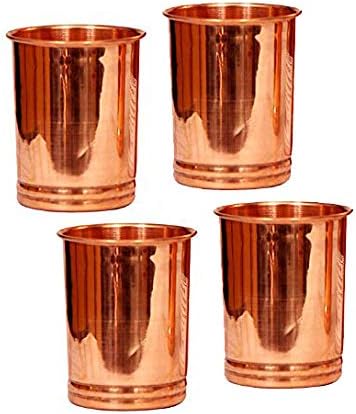 Copo de vidro de cobre, conjunto de servir e drinques, Ayurveda 300 ml Conjunto de 4