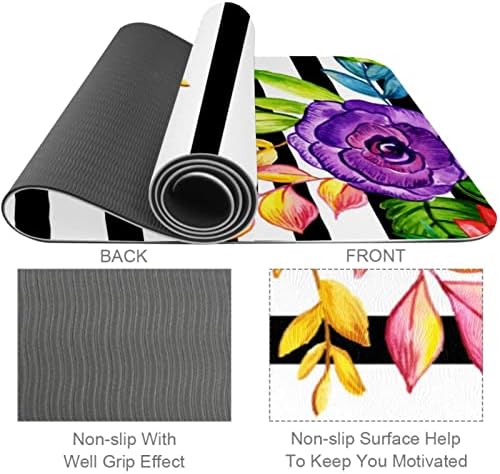 Dragon Sword Flor Floral Black Stripe Padrão premium de ioga grossa MAT ECO Amigável Health & Fitness Non Slip tapete para todos os