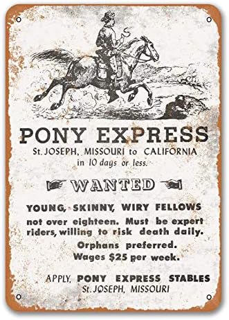 AGEDSIGN 1861 Pony Express Vintage Sinais de reprodução de metal Poster de parede de metal sinal de lata vintage BBQ Restaurant Sala de jantar Decoração de cozinha 8x12 polegadas