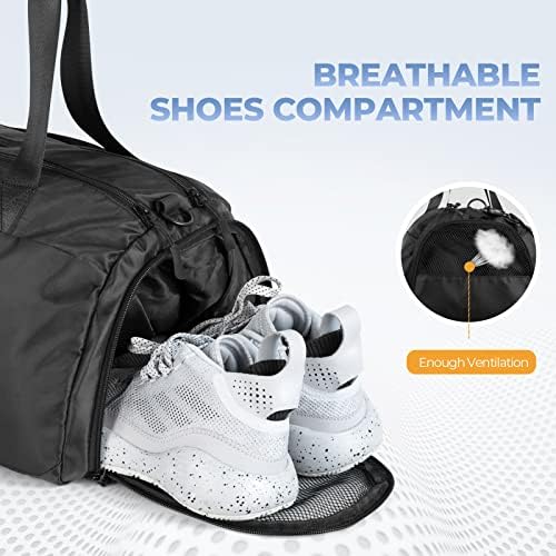 Bolsa de ginástica grande para mulheres com compartimento de sapatos, bolsa esportiva de 40l para homens com bolso molhado, bolsa de