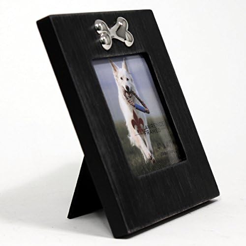 Os quadros de Lawrence Wash Dog Frame com ornamento ósseo, 4 por 4 polegadas, preto