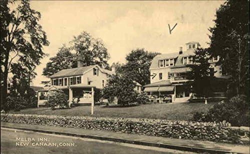 Vista para a rua de Melba Inn New Canaan, Connecticut CT Original Antique Postcard