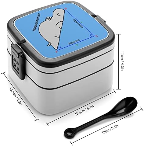 Math Hippo Double Cayer Bento Box Lunch Box Repiner para trabalho Offce Picnic