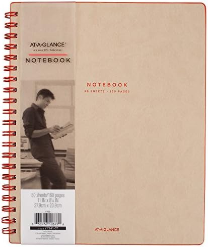 Coleção AT-A GLANCE TWIN WIRE Notebook, governada, 80 folhas, 11 x 8 1/4, bronzeado/vermelho