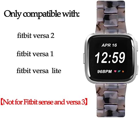Banda de relógio de resina Kabbba Compatível com Fitbit Versa/Versa 2/Versa Lite, Substituição de pulseira de moda