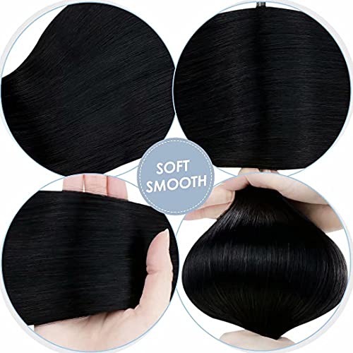 Laavoo Jet Black Hair Extensions Clip em cabelos humanos para mulheres negras Cabelo brasileiro Double Wet 7pcs 120g Bundle de 14