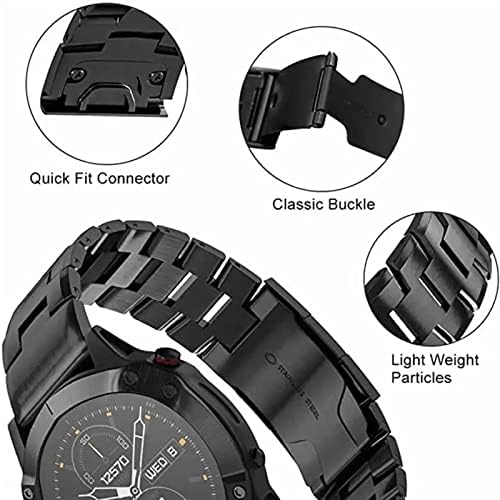 IENYU 22 26mm de liga de relógio Banda de pulseira compatível com Garmin Fenix ​​5 5x Plus 6 6 Pro 945 Redução rápida pulseira de pulseira Smart Strap