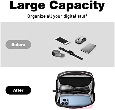 Organizador eletrônico Small Travel Cable Organizer Bag para discos rígidos, cabos, carregador, USB, cartão SD, moderna arte abstrata