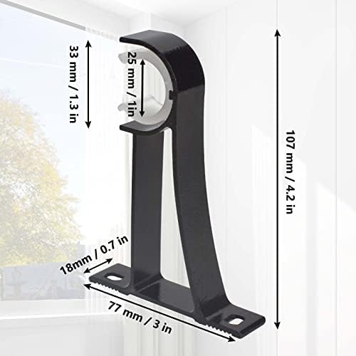 4 peças Suporte de haste de cortina Haste de haste de haste para serviço pesado cabide de suporte para 0,8 a 1 polegada haste