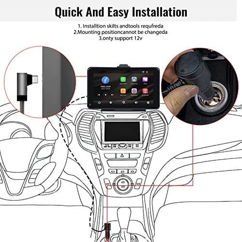 Receptor de rádio de carro sem fio com Apple CarPlay e Android Auto, estéreo de carro portátil com tela sensível