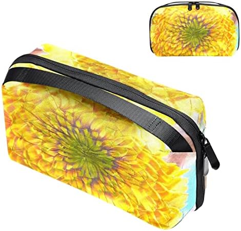 Organizador de eletrônicos, bolsa organizadora de cabo, caixa de viagem de organizador eletrônico, bolsa de cosméticos, bolsa de tecnologia, padrão abstrato de flores de girassol