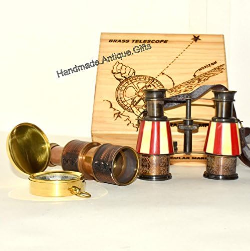 Óculos binoculares de ópera binocular náutica de bronze antigo com brindes de presente de viagem
