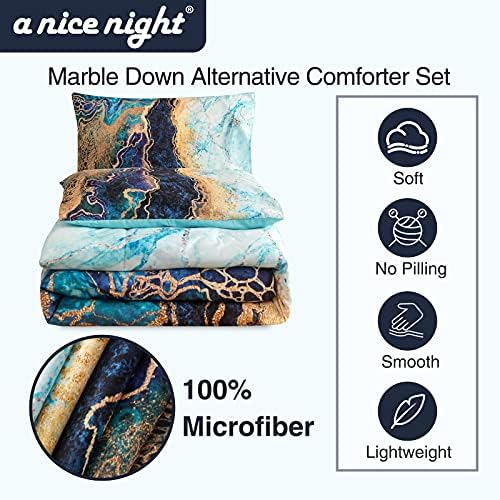 Um bom dia de mármore noturno, como o conjunto de roupas de cama impressas na montanha, design de arte em aquarela de estilo retrô, conjunto de consolador ultrafino Ultra Soft)