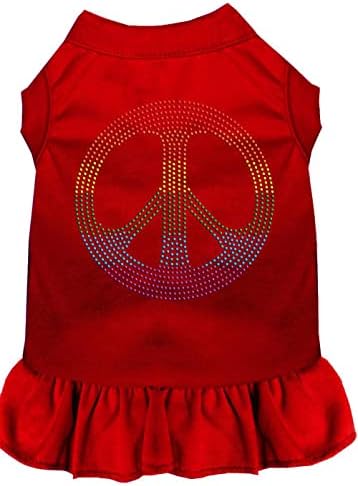 Mirage Pet Products 57-18 xxlrdwt strass branco Rainbow Peace Dress Red com, xx-grande