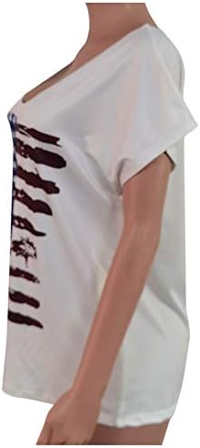4 de julho Camisas femininas Tirina de bandeira dos EUA Tops casuais de verão Tees de manga curta listras tampe tampela de túnicas