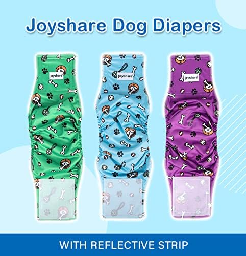 Fraldas de cães masculinas laváveis ​​para joyshare com tiras reflexivas - faixas de barriga laváveis, altas absorventes de