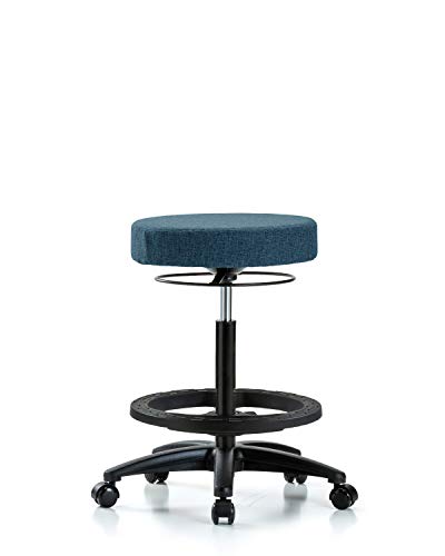 Labtech Seating LT41969 Banco alto, tecido, base de nylon - anel preto, rodízios, azul