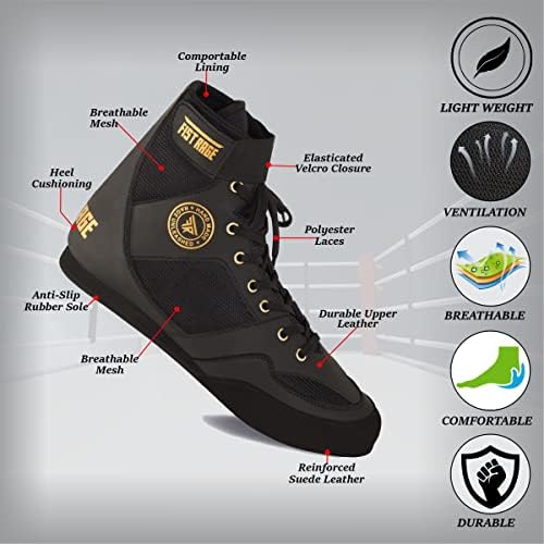 Fistrage Boxing Shoes Sapatos de Couro de Luta de Lutas de Mesh Unissex Pro Men e Youth Genuine Light Boot | Sapato para
