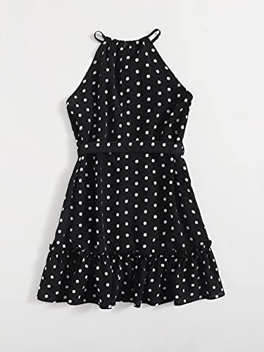 OyoAngeLan Girls 'Polka Dots Halter pescoço sem mangas, bainha com cinto de verão vestido