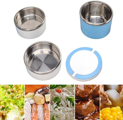 Caixa de bento de aço inoxidável, contêiner portátil de almoço térmico empilhável mantém frescor saudável para almoços