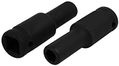 X-Dree 1/2 polegada de tração quadrada 78 mm de comprimento 9mm 6 pontos CR-MO HEX IMPACT Socket Black 2pcs (unidad cuadrada de