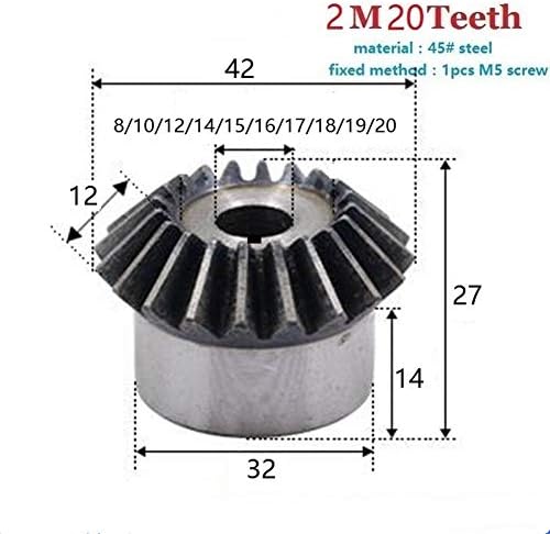 XMeifeits Industrial Gear 2pcs 2m20t Bore 8/10/21/14/15/16/17/18/19/20mm engrenagens de chanfro 2 módulo 20 dentes