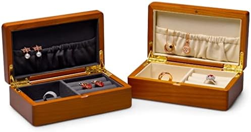 Estojo de jóias de madeira sólida para brincos de anel de anel de pulseira de colar de pendente de colar de jóias de