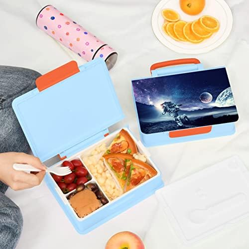 Alaza Spaceman Galaxy Planet Planet Funny Bento lancheira BPA BPA à prova de vazamentos Recipientes com Fork & Spoon, 1 peça