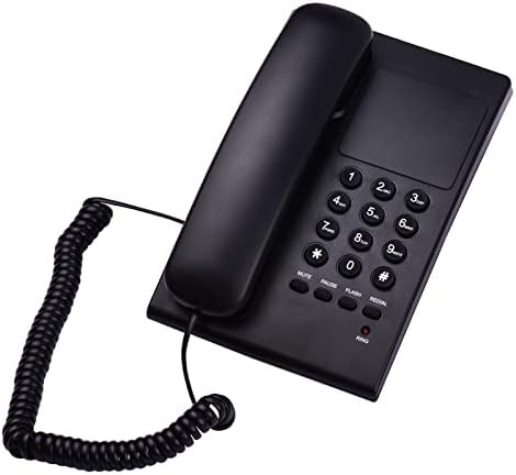 Telefone do escritório da Huiop, mesa de telefone preto com cordão lineado de parede de parede de parede suporte telefonia/aparelho Receba controle de volume FLASTE FUNÇÃO REDIAL PARA O ESCRITÓRIO DE HOTEN OFFEREM HOME