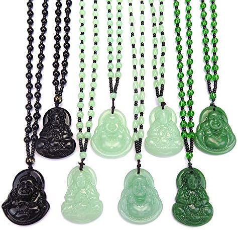 Obsidiana Buda Buda Bedas Colar de corrente Imita jóias de budismo de jade para homens homens protegem o colar da sorte