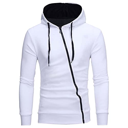 Homens de manga longa com zíper diagonal com zíper lateral com zíper lateral com capuz com capuz slim fit muscle bodybuilding jackets