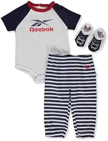 Reebok Baby-Boys Bodysuit de 3 peças + calças de moletom + Meias Pijama Clothing Conjunto