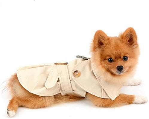 Casaco de trincheira de estimação para cães de cães pequenos menino menino à prova de vento jaqueta ocidental com cinto de