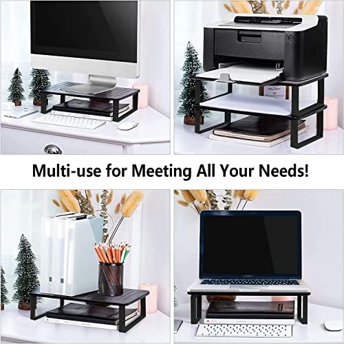 Yoonturn Monitor Stand Riser para laptop, computador, PC, impressora, riser de monitor de metal de malha para organizador