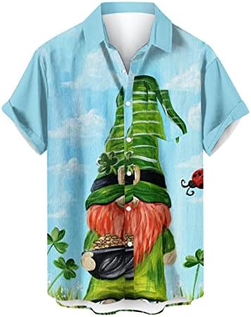 Camisetas para homens St. Patrick imprimiu uma camisa de bolso casual bolso de bolso impresso solto havaiano blusas