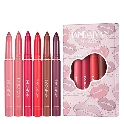 Dbylxmn Mattes Velvet Lipstick Pen Set de 6 lineadores de lábios não desaparecem o revestimento lápis de batom de