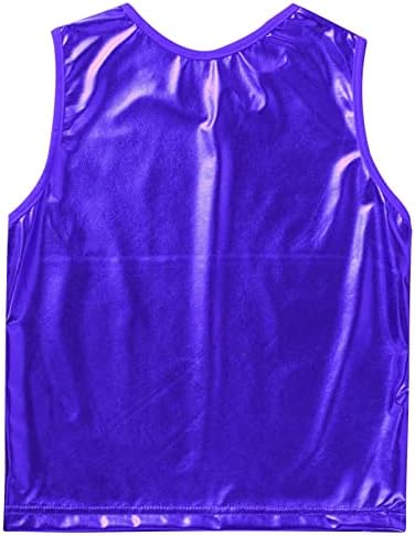 Chictry Kids Girls Shiny Metallic Solid Color Sleesess Workout Athletic Dance Tank Tops