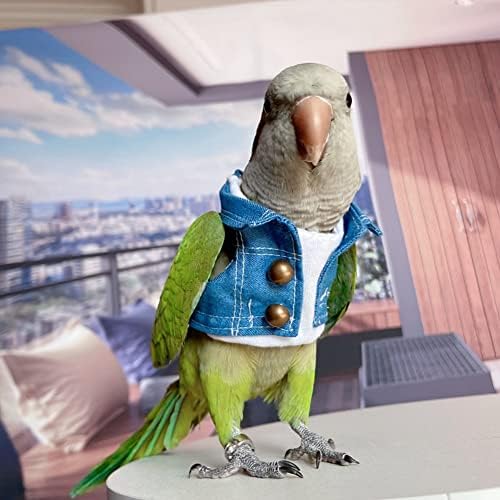 Roupas de pássaros wcdjomop - camisa de jaqueta jeans de algodão feita à mão com traje de vôo de botão de bronze para
