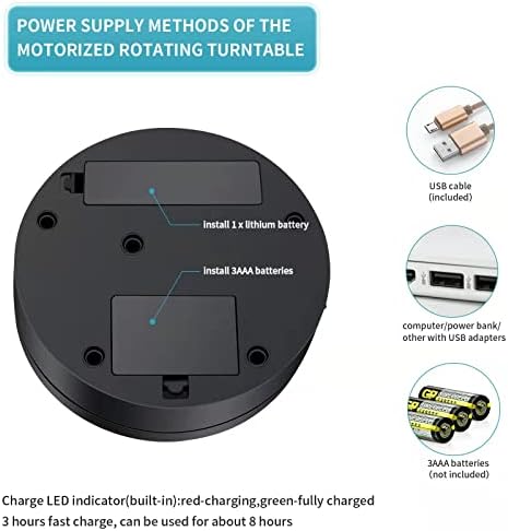 5.4 360 graus Motorized Rotative Stand Stand Table, 3 engrenagens VELOCIDADE ELECTRIC Turntable com cabo USB para produtos