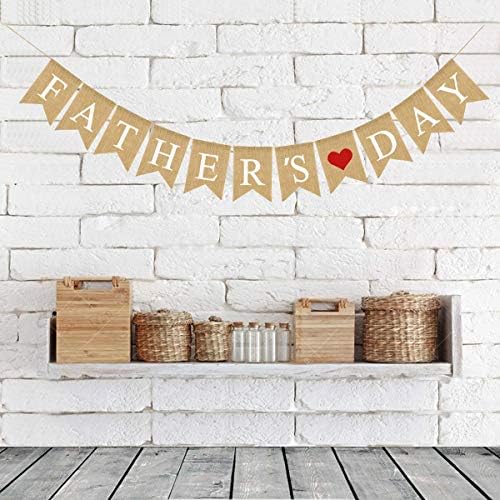 Decorações de parede de amosfun para a sala de estar Letras do dia do pai Banner Banner Vermelho Banner Banner Banner Linho Swallowtail Decorativa Pull Fandan Supplies