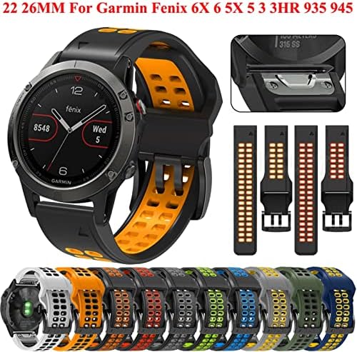 Schik 22mm 26mm Watch Band Strap for Garmin Fenix ​​7 7x 6 Fenix ​​5 5 mais 935 945 Silicone EasyFit Purads para Fenix ​​6x 5x 3hr