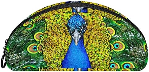 Bolsa de maquiagem tbouobt bolsa de bolsa cosmética bolsa bolsa com zíper, pavão azul verde