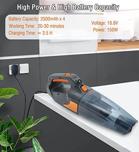 Fedemer Electric Handheld Vacuum Cleaner, sem fio Recarregável 16000pa Sucção poderosa, para Limpeza eficiente do Escritório de Carro