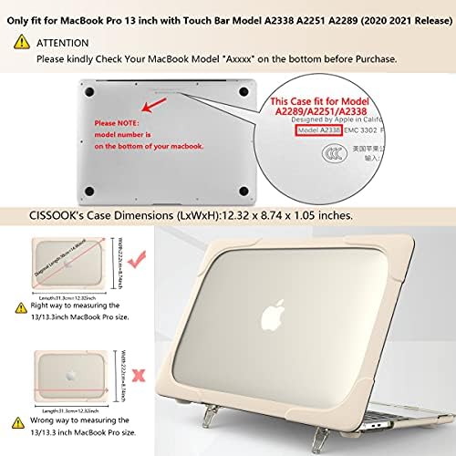 Caso de serviço pesado CISSOOK para MacBook Pro 13 polegadas Caso 2022 2021 2020 Modelo de liberação A2338 M2 M1 A2289 A2251, Tampa de camada dupla à prova de choque + tampa do teclado para MacBook Pro 13 ”com a barra de toque - Khaki
