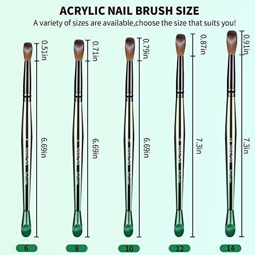 MGGSUG Kolinsky Acrylic Unhec Brush #6 #8 Brush oval de escova de unhas de acrílico para acrílico Ferramenta de manicure de aplicação