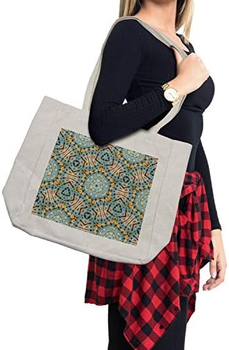 Bolsa de compras de Ambesonne Boho, padrão boho com triângulos geométricos estranhos formas de arte oriental, sacola